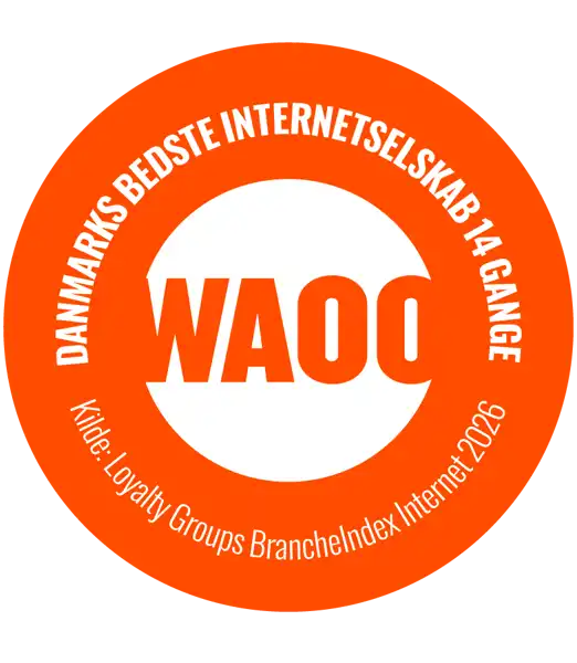 Waoo er Danmarks Bedste internetselskab 2026 - Kilde Loyalty Groups Branche Index Internet 2026 Waoo er Danmarks Bedste internetselskab 2026 - Kilde Loyalty Groups Branche Index Internet 2026